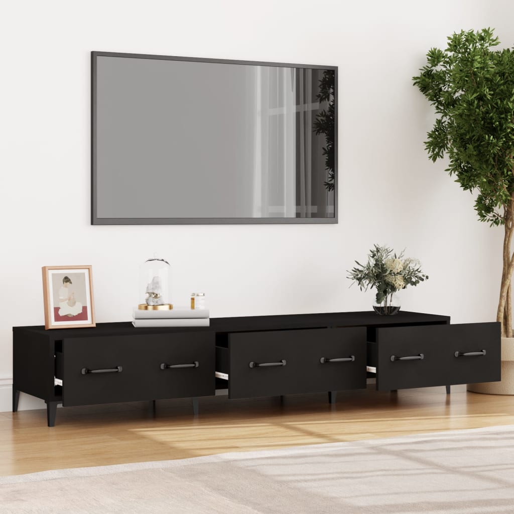 Mueble de TV madera negro 150x34,5x30 cm