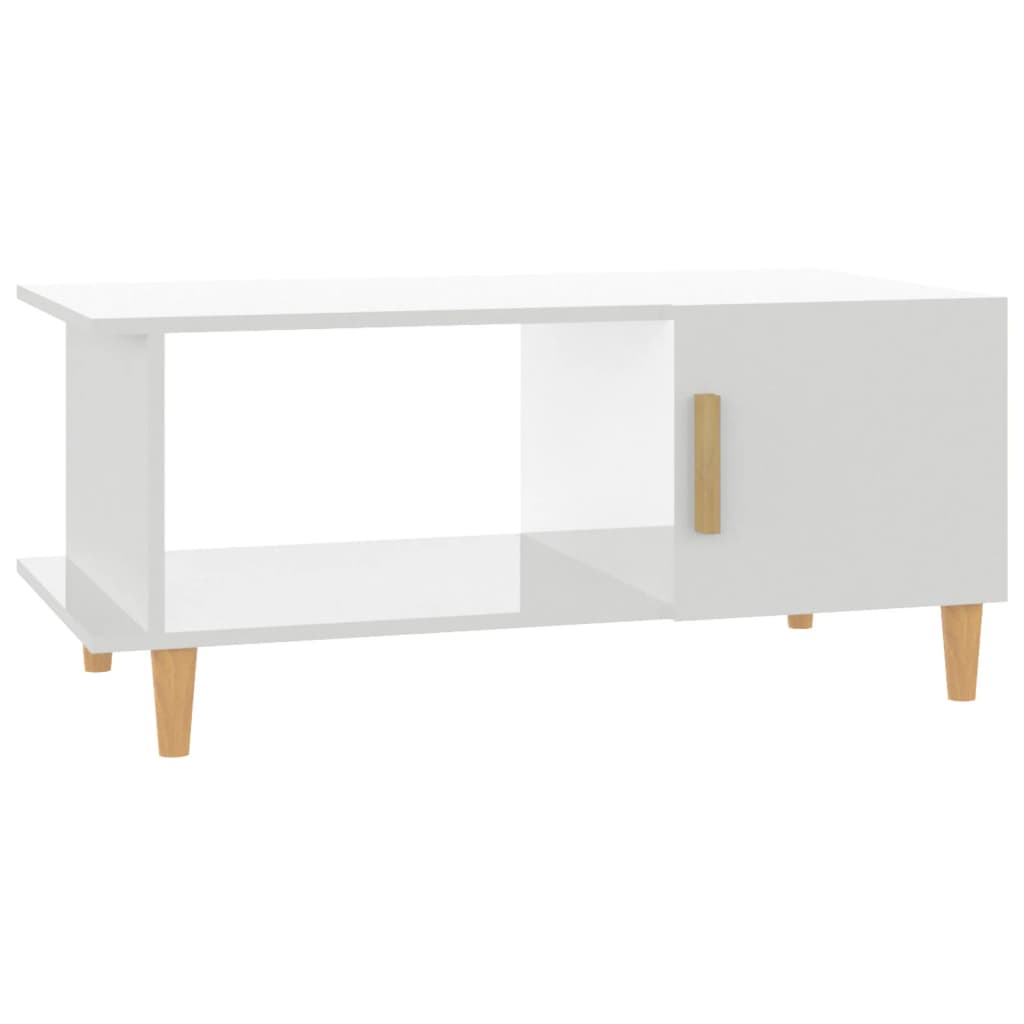 Mesa de centro madera contrachapada blanco brillo 90x50x40 cm vidaXL