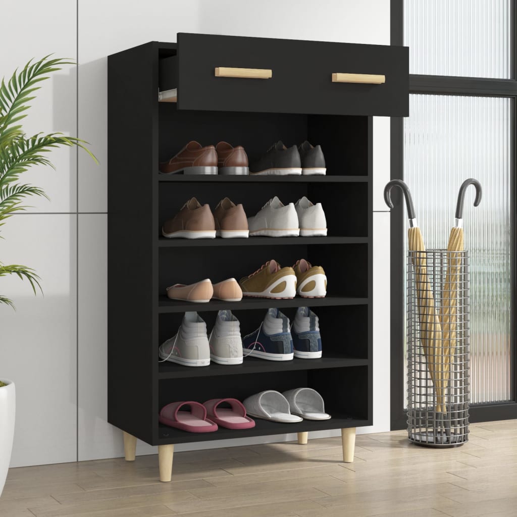 Mobili zapatero in legno nero 60x35x105 cm