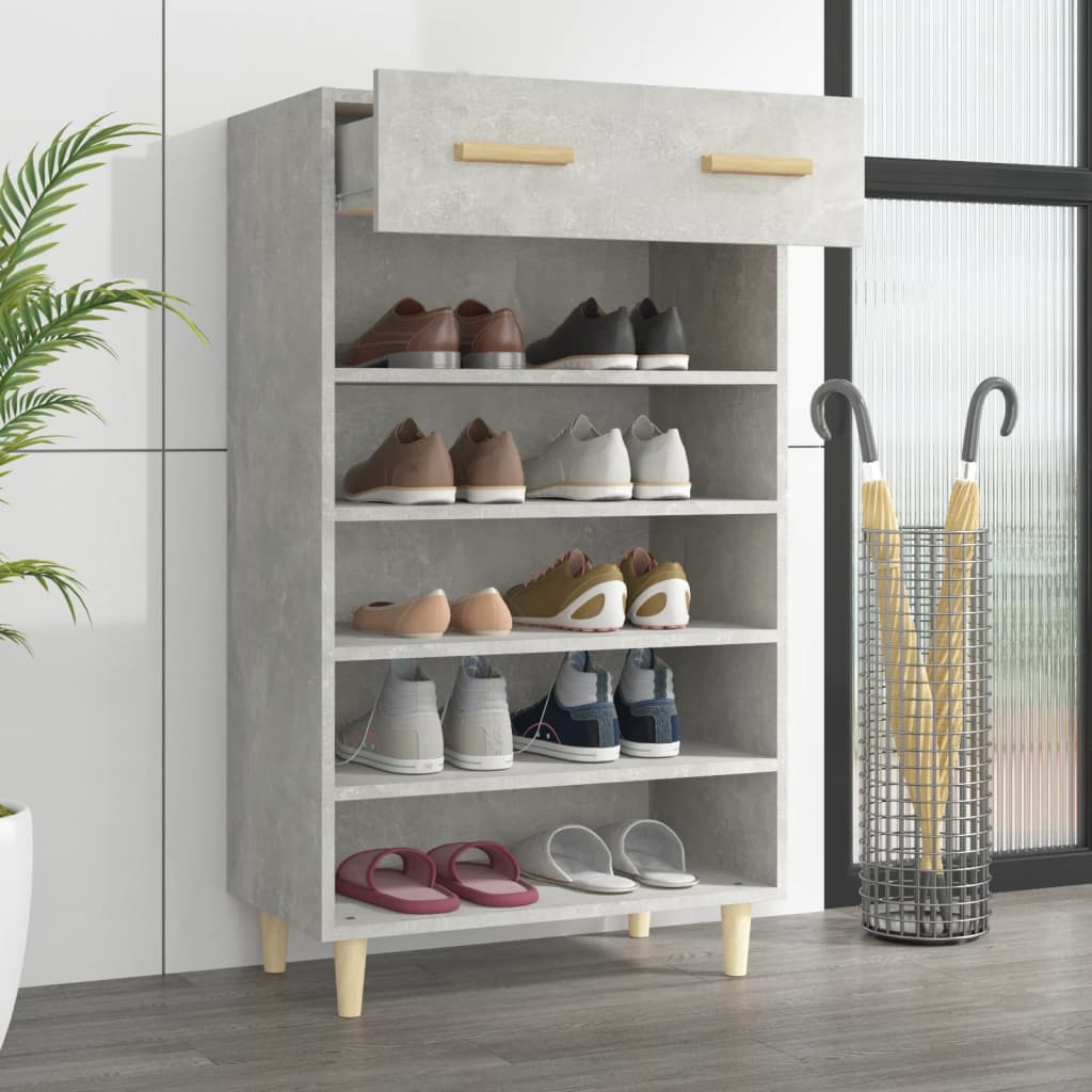 Mueble zapatero madera gris hormigón 60x35x105 cm - Vetonek