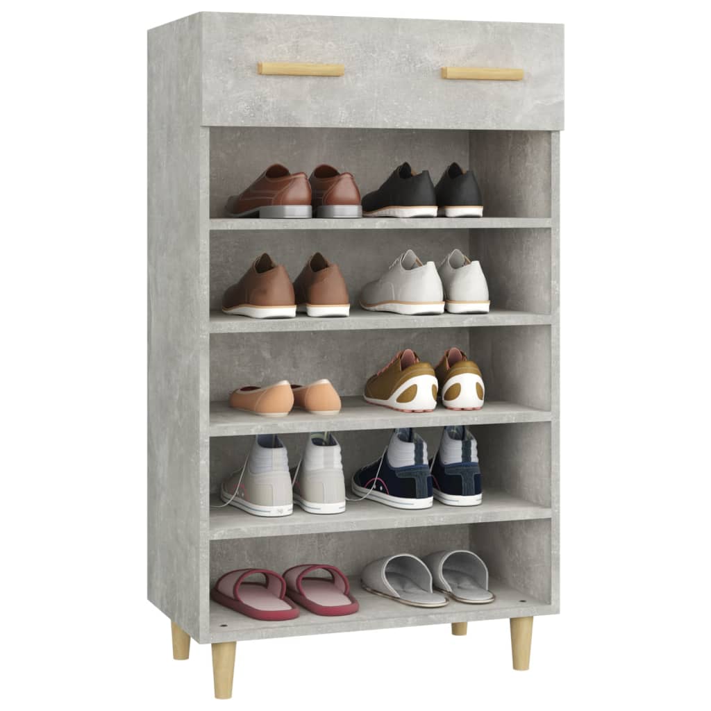 Mueble zapatero madera gris hormigón 60x35x105 cm - Vetonek