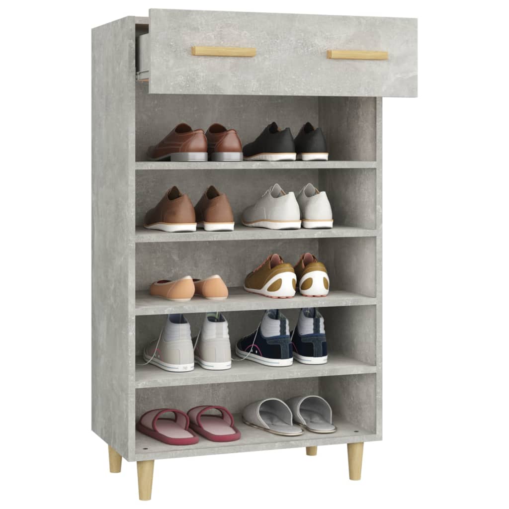 Mueble zapatero madera gris hormigón 60x35x105 cm - Vetonek