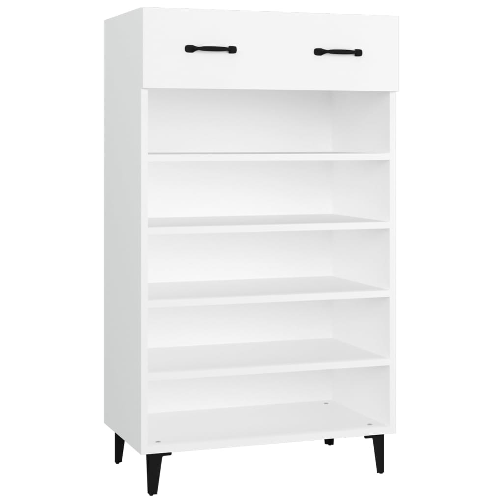 Mueble zapatero de madera blanco 60x35x105 cm - Vetonek