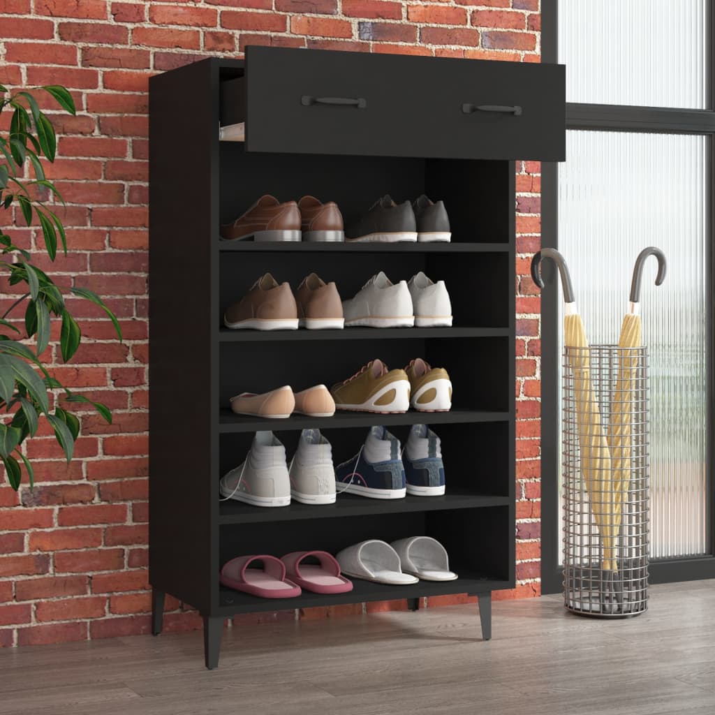 Mueble zapatero de madera negro 60x35x105 cm vidaXL