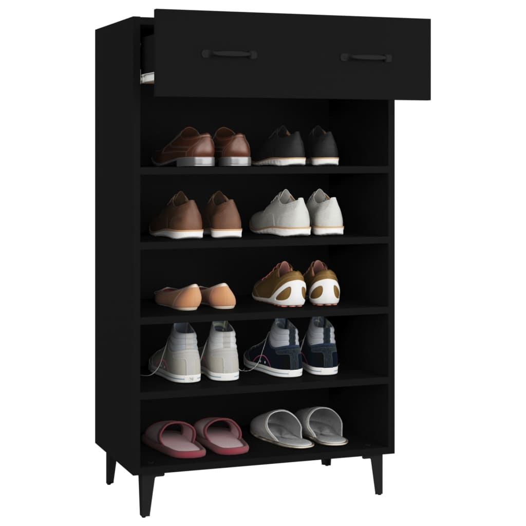 Mueble zapatero de madera negro 60x35x105 cm vidaXL