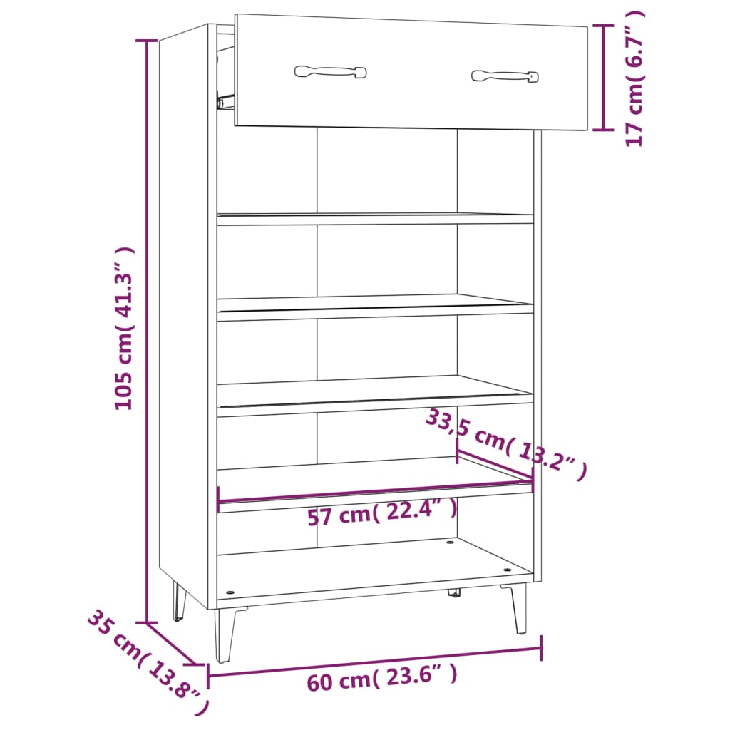 Mueble zapatero de madera negro 60x35x105 cm vidaXL