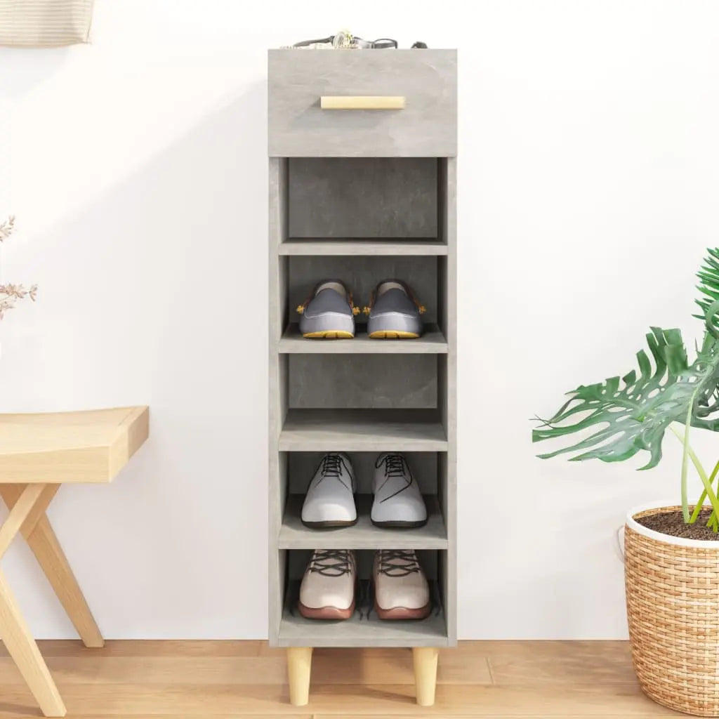 Vetonek Mueble zapatero madera contrachapada gris hormigón 30x35x105 cm