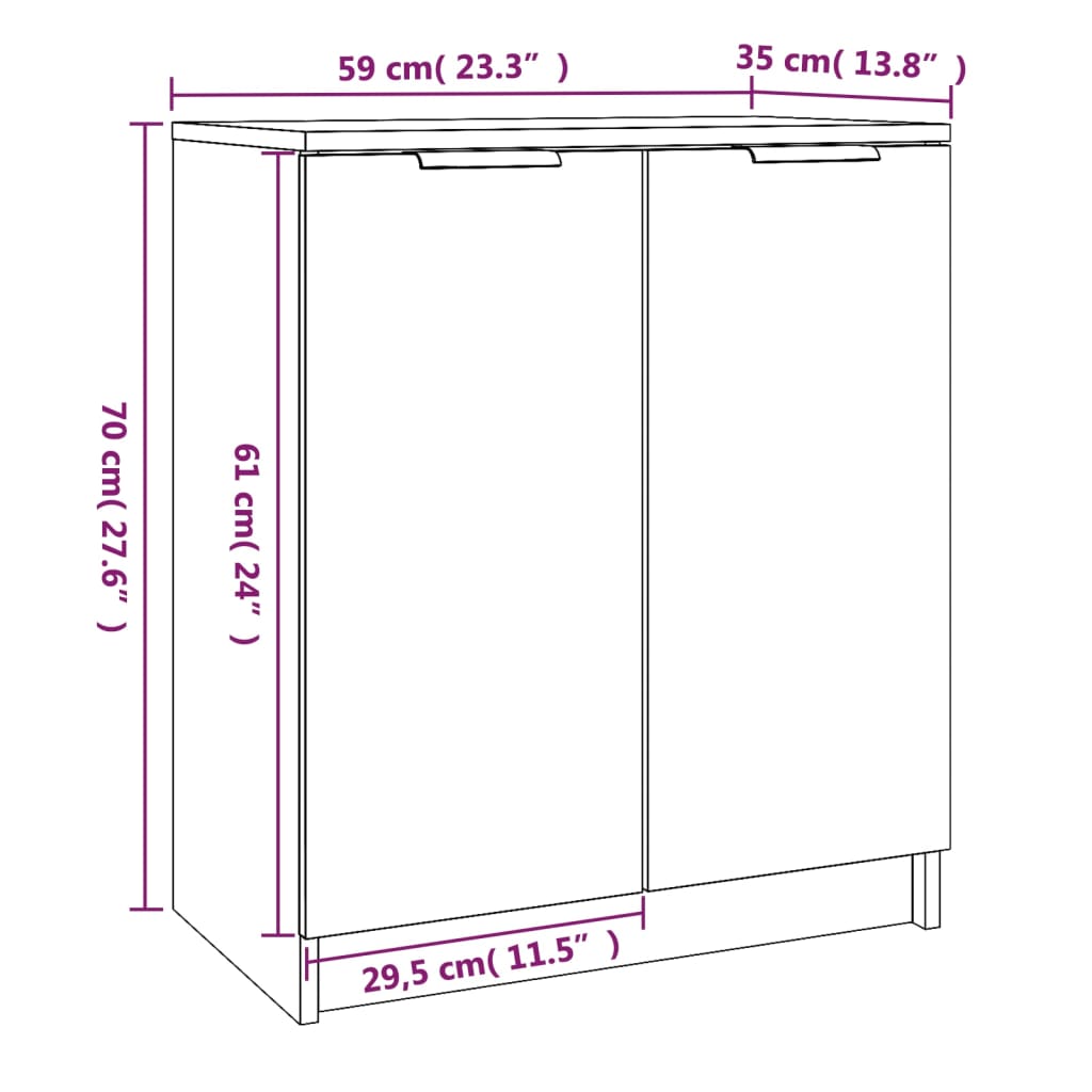 Mueble zapatero madera marrón roble 59x35x70 cm - Vetonek