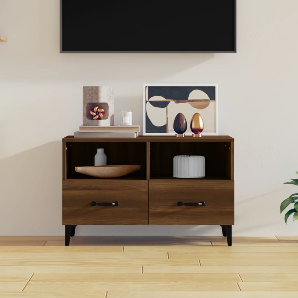 Vetonek Mueble para TV madera contrachapada roble marrón 80x36x50 cm