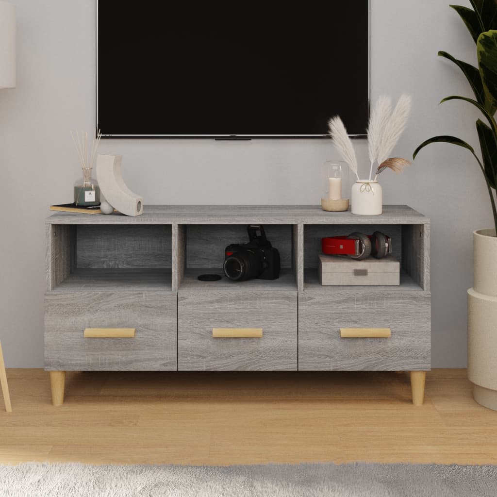 Vetonek Mueble para TV madera contrachapada gris Sonoma 102x36x50 cm