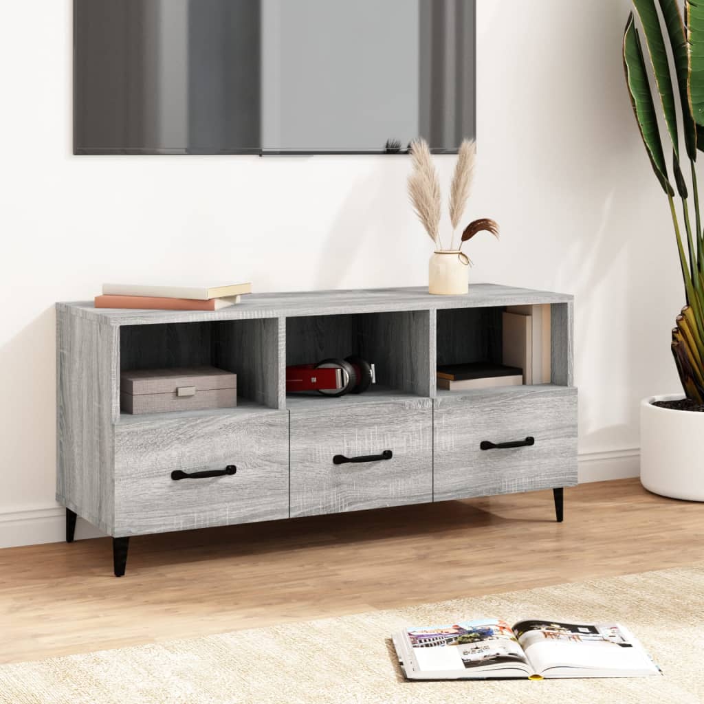 Vetonek Mueble de TV madera contrachapada gris Sonoma 102x35x50 cm