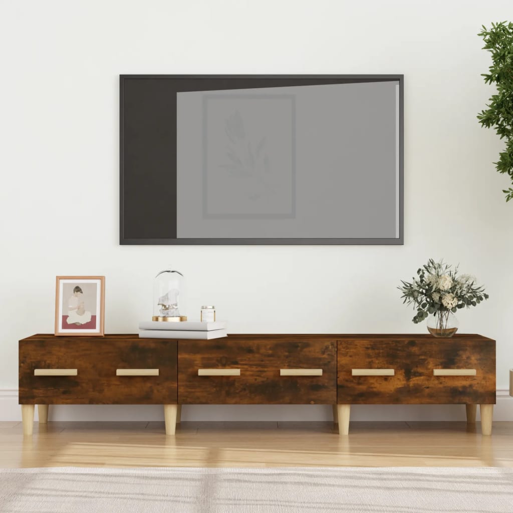 Vetonek Mueble de TV madera contrachapada roble ahumado 150x34,5x30 cm