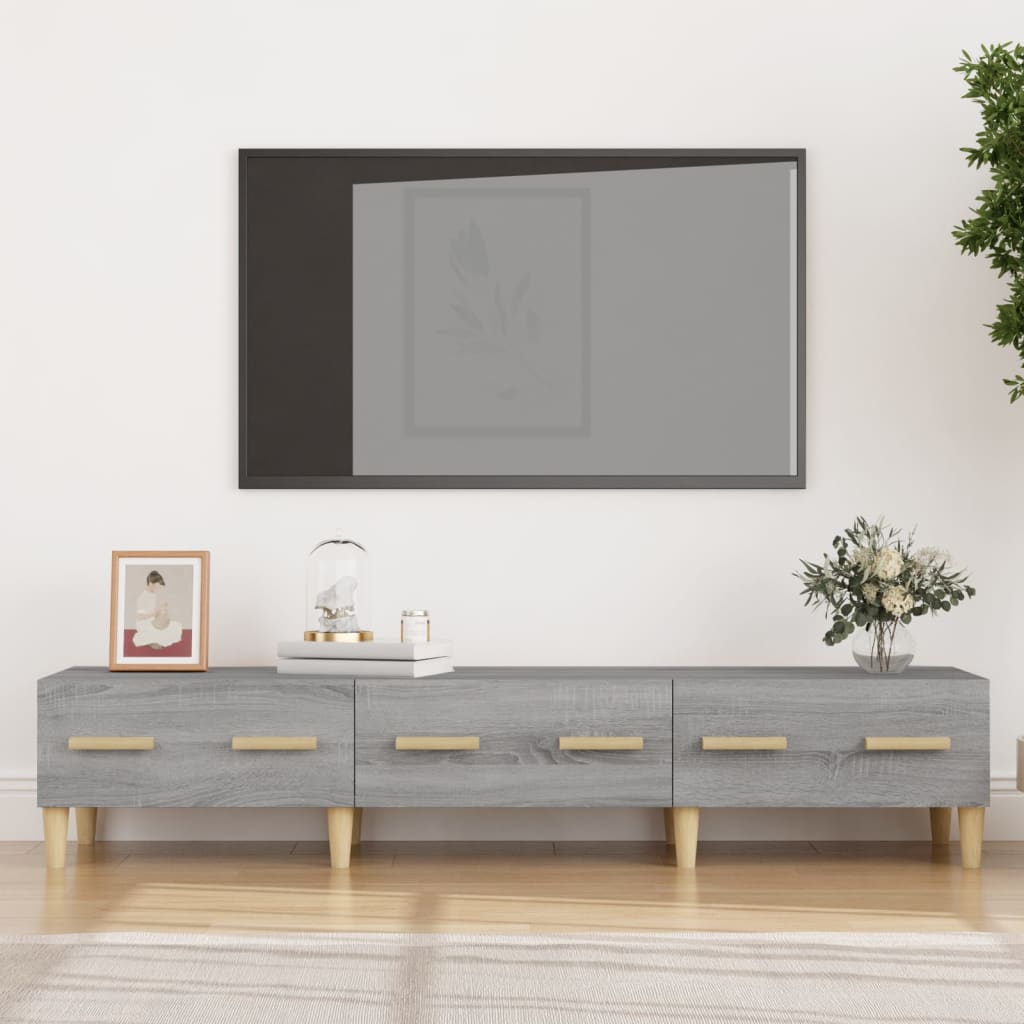 Vetonek Mueble para TV madera contrachapada gris Sonoma 150x34,5x30 cm