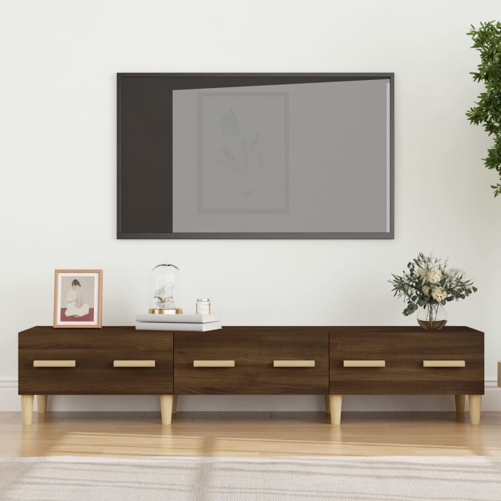 Vetonek Mueble de TV madera contrachapada roble ahumado 150x34,5x30 cm