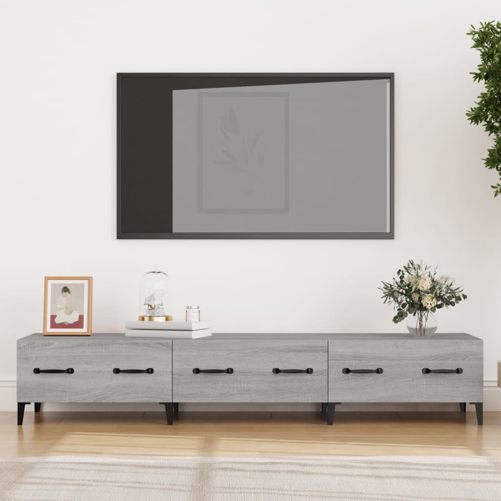 Vetonek Mueble para TV madera contrachapada gris Sonoma 150x34,5x30 cm