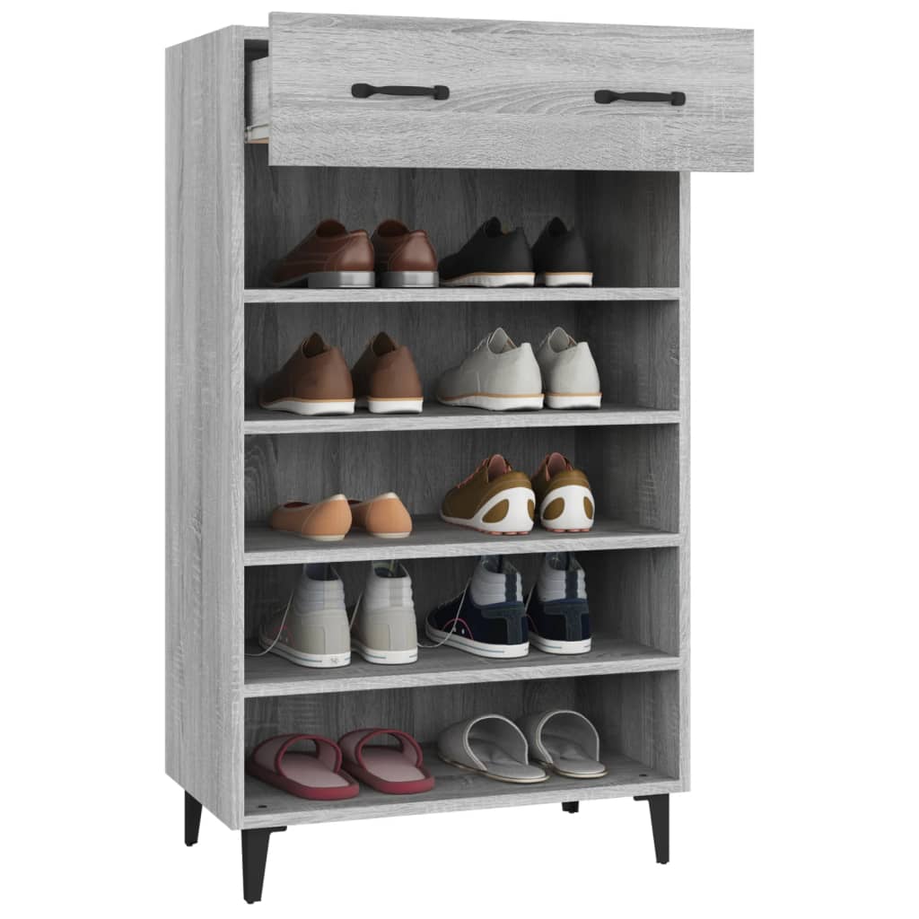 Mueble zapatero madera gris Sonoma 60x35x105 cm - Vetonek