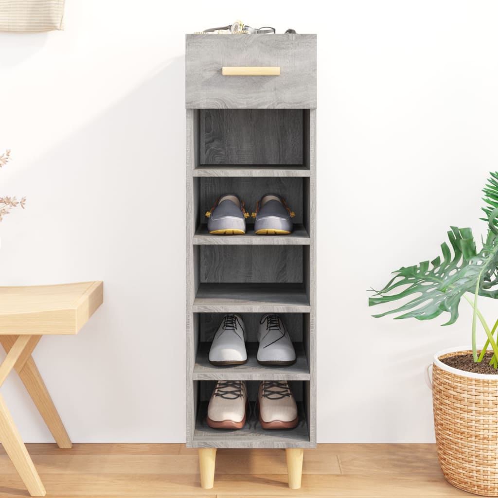 Vetonek Mueble zapatero madera contrachapada gris Sonoma 30x35x105 cm