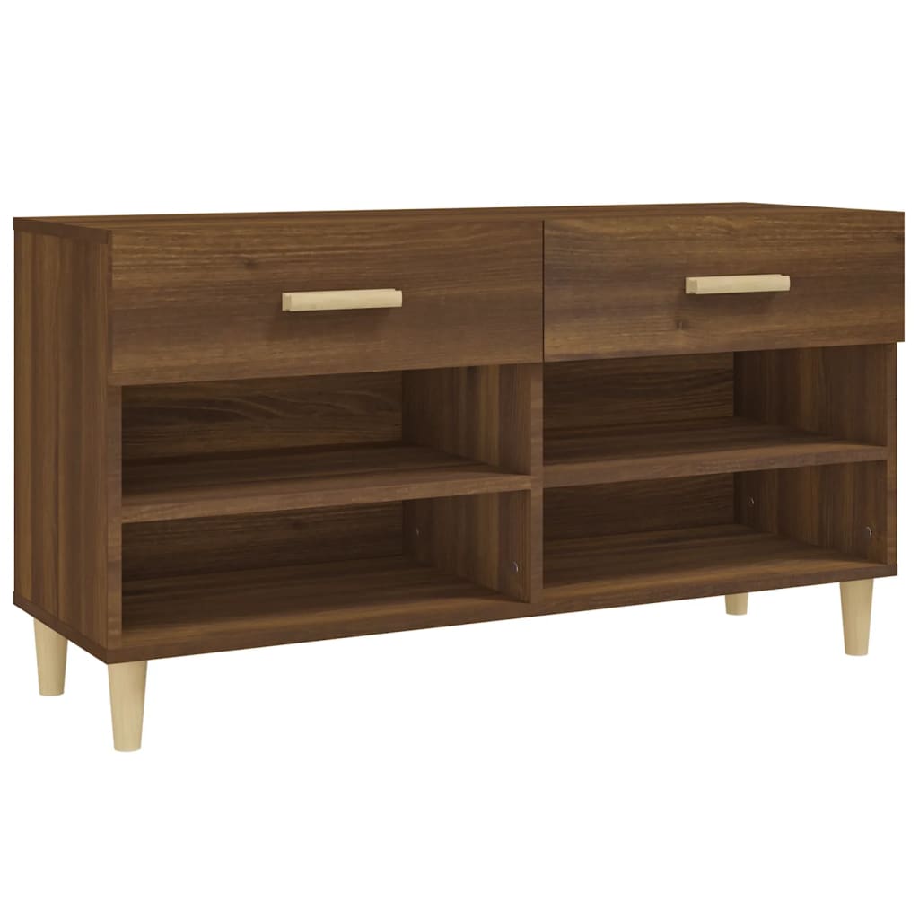 Mueble zapatero madera marrón roble 102x35x55 cm - Vetonek