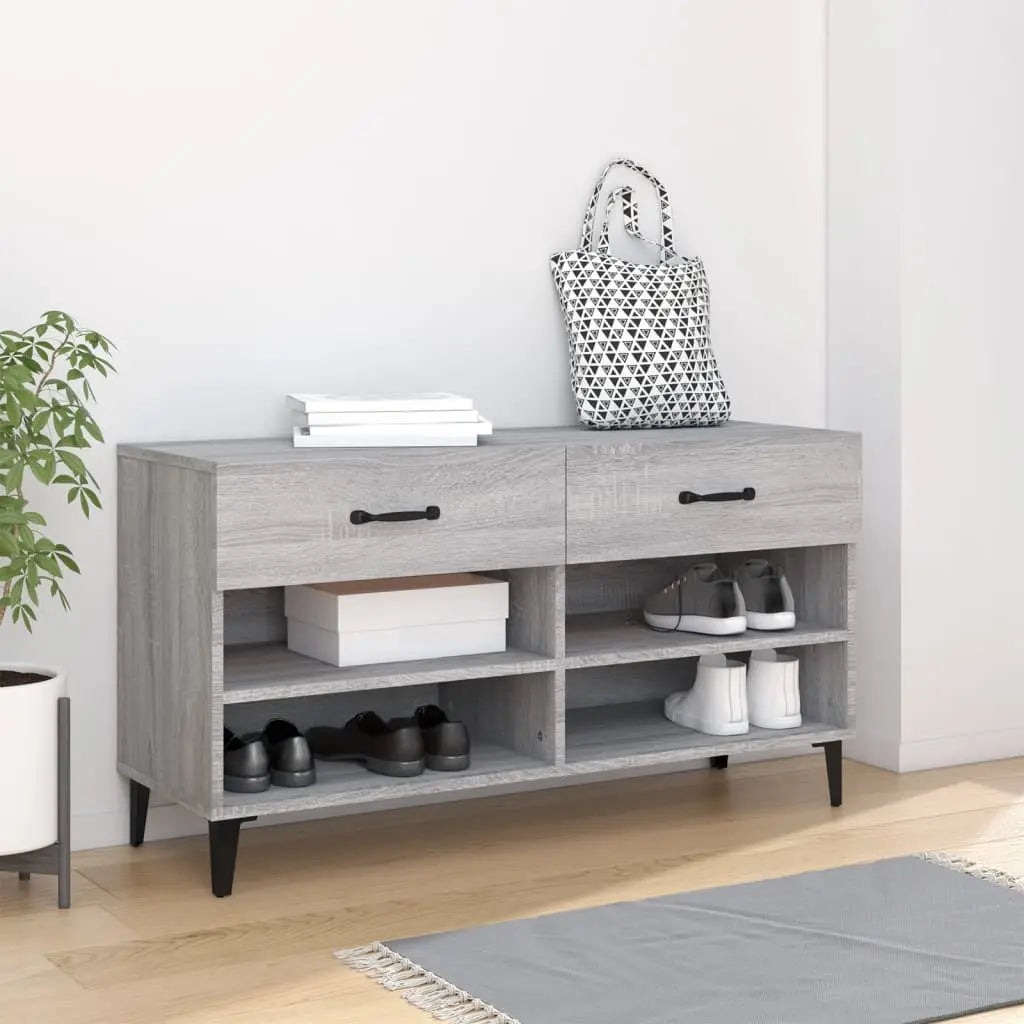 Vetonek Mueble zapatero madera contrachapada gris Sonoma 102x35x55 cm