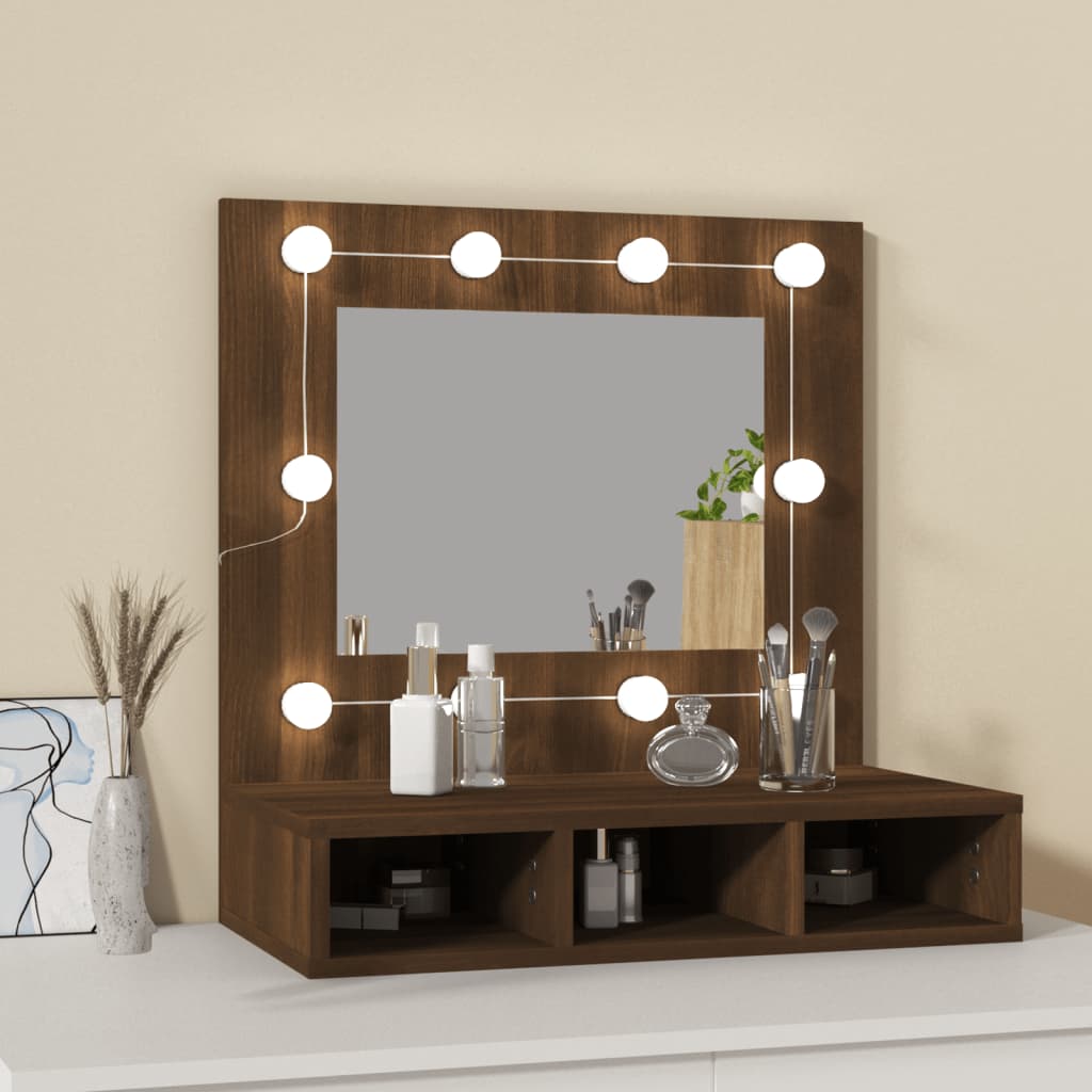 Mirror with mirror and brown LED 60x31,5x62 cm