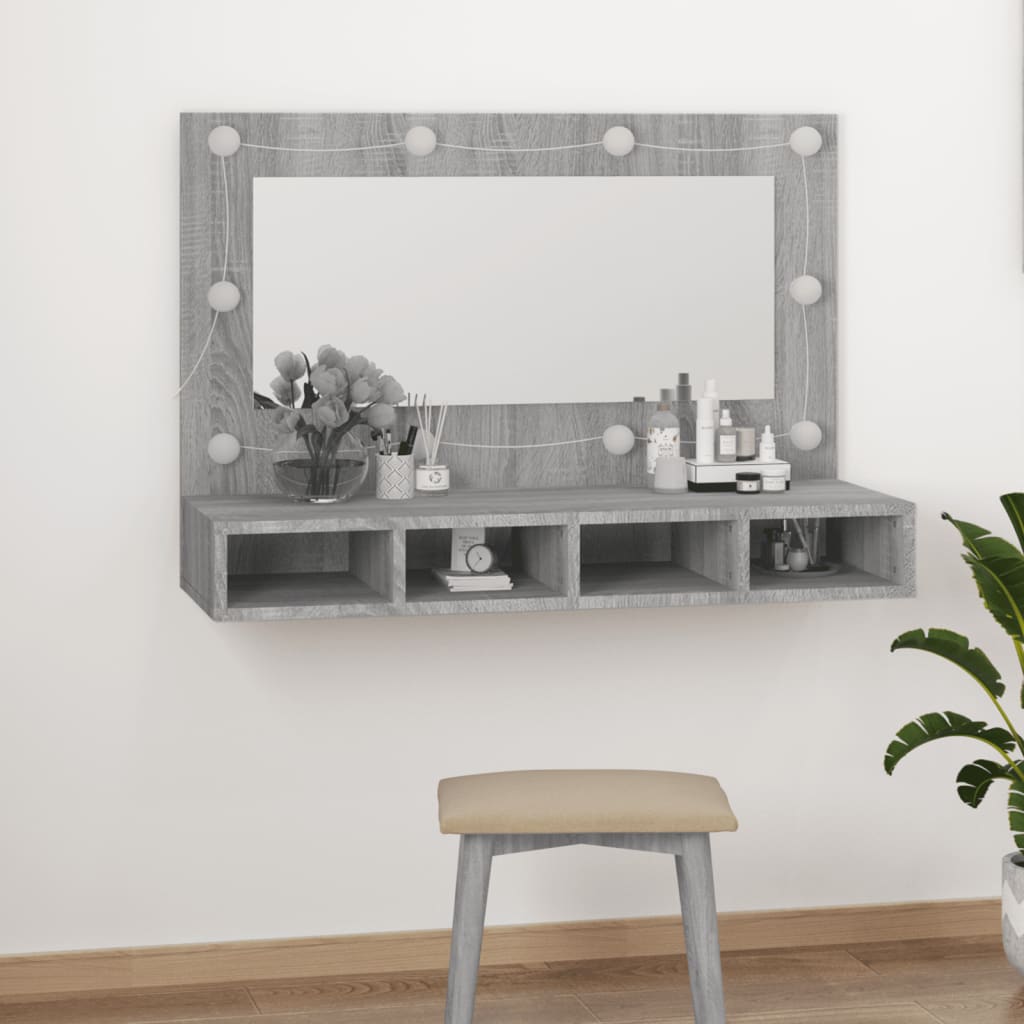 Sonoma Gray Mirror e LED Mapber 90x31,5x62 cm