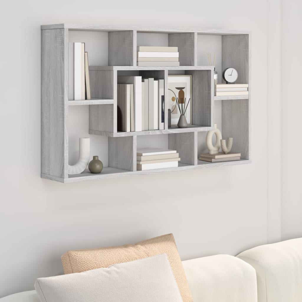 Vetonek Estantería de pared madera ingeniería gris Sonoma 85x16x52,5 cm