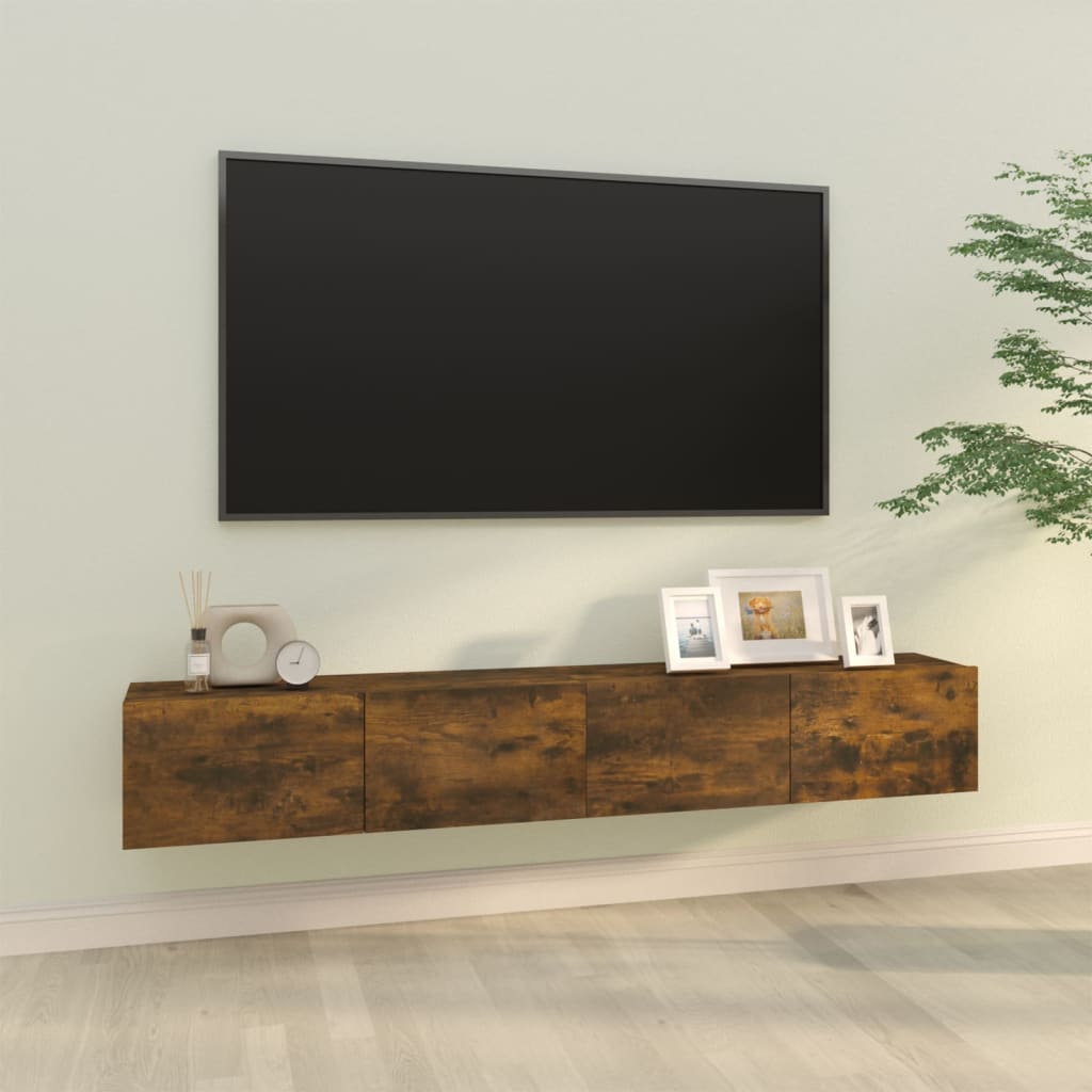 Vetonek Muebles de pared de TV 2 uds madera roble ahumado 100x30x30 cm