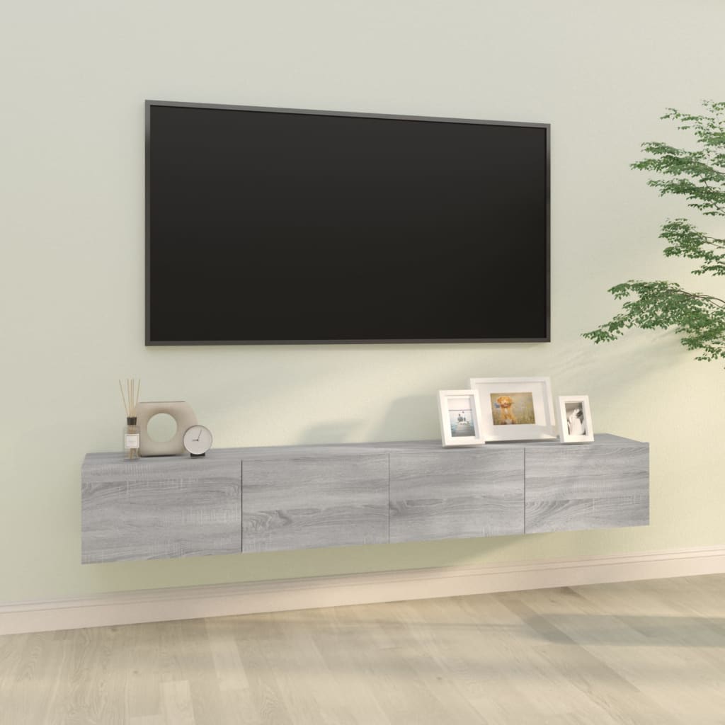 Vetonek Muebles de pared para TV 2 uds madera gris Sonoma 100x30x30 cm