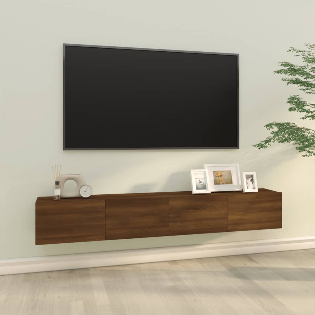 Vetonek Muebles de pared para TV 2 uds madera roble marrón 100x30x30 cm