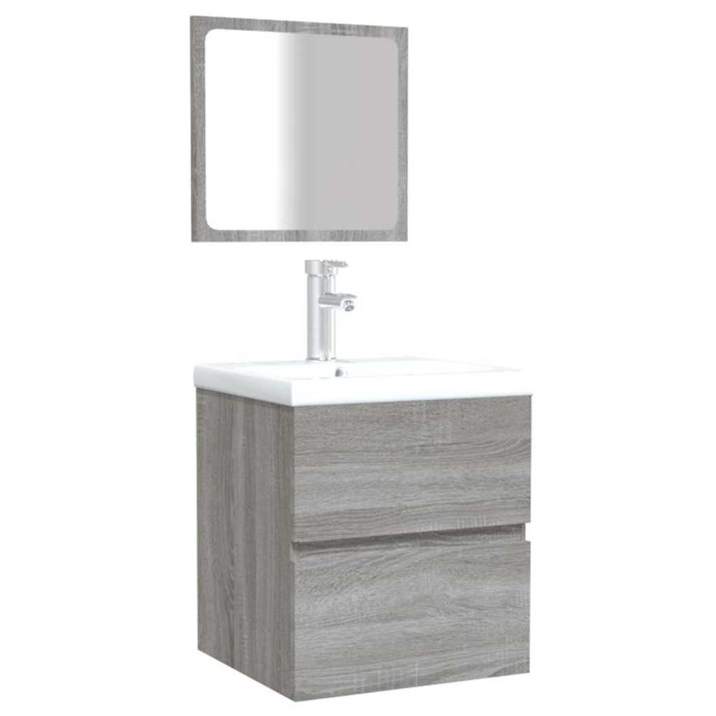 Armario de baño con espejo madera contrachapada gris Sonoma V7533 Vetonek