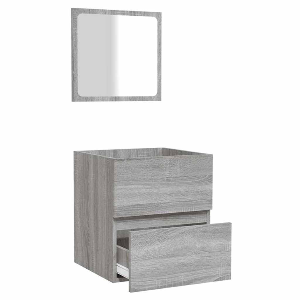 Armario de baño con espejo madera contrachapada gris Sonoma V7533 Vetonek