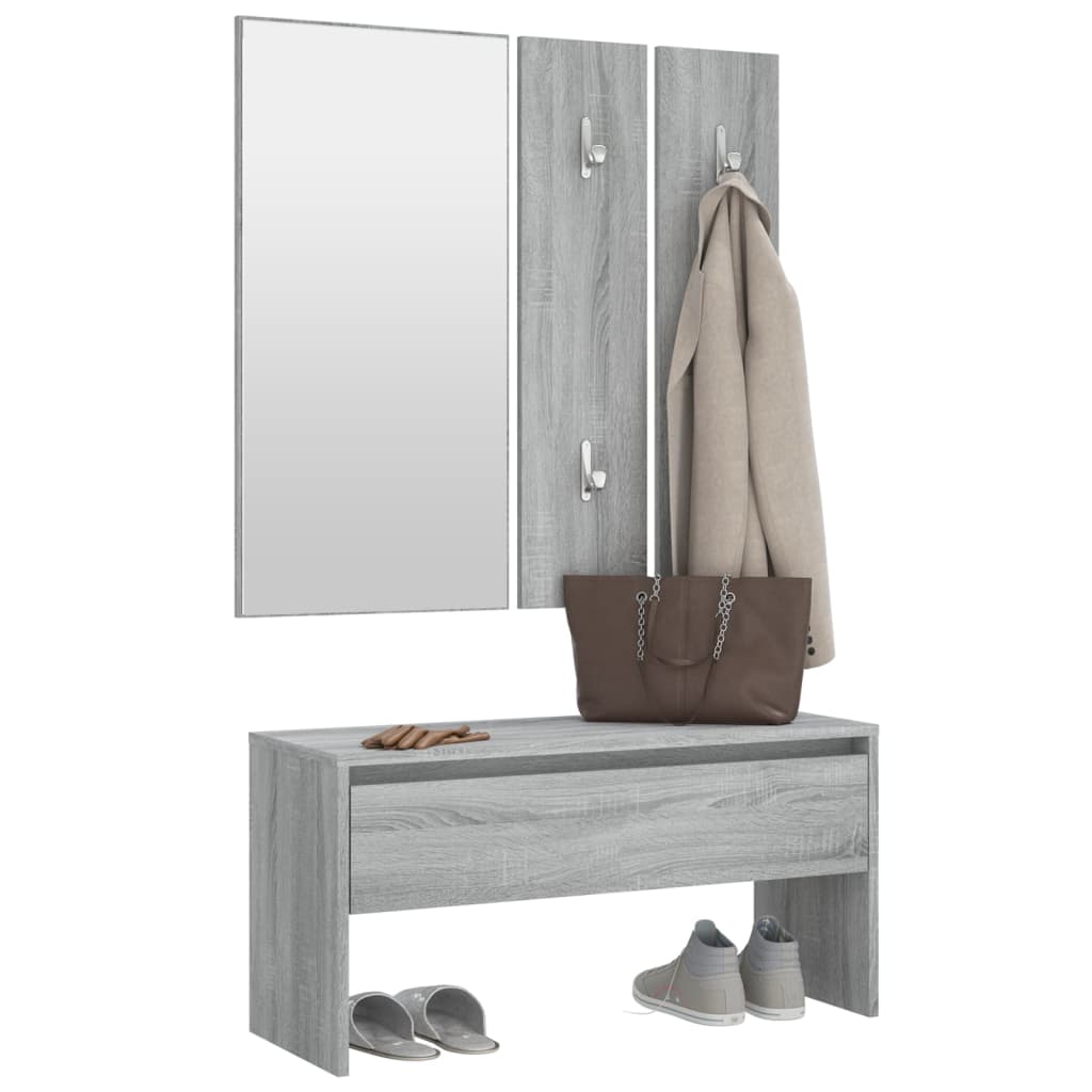 Set de muebles de recibidor madera gris Sonoma - Vetonek