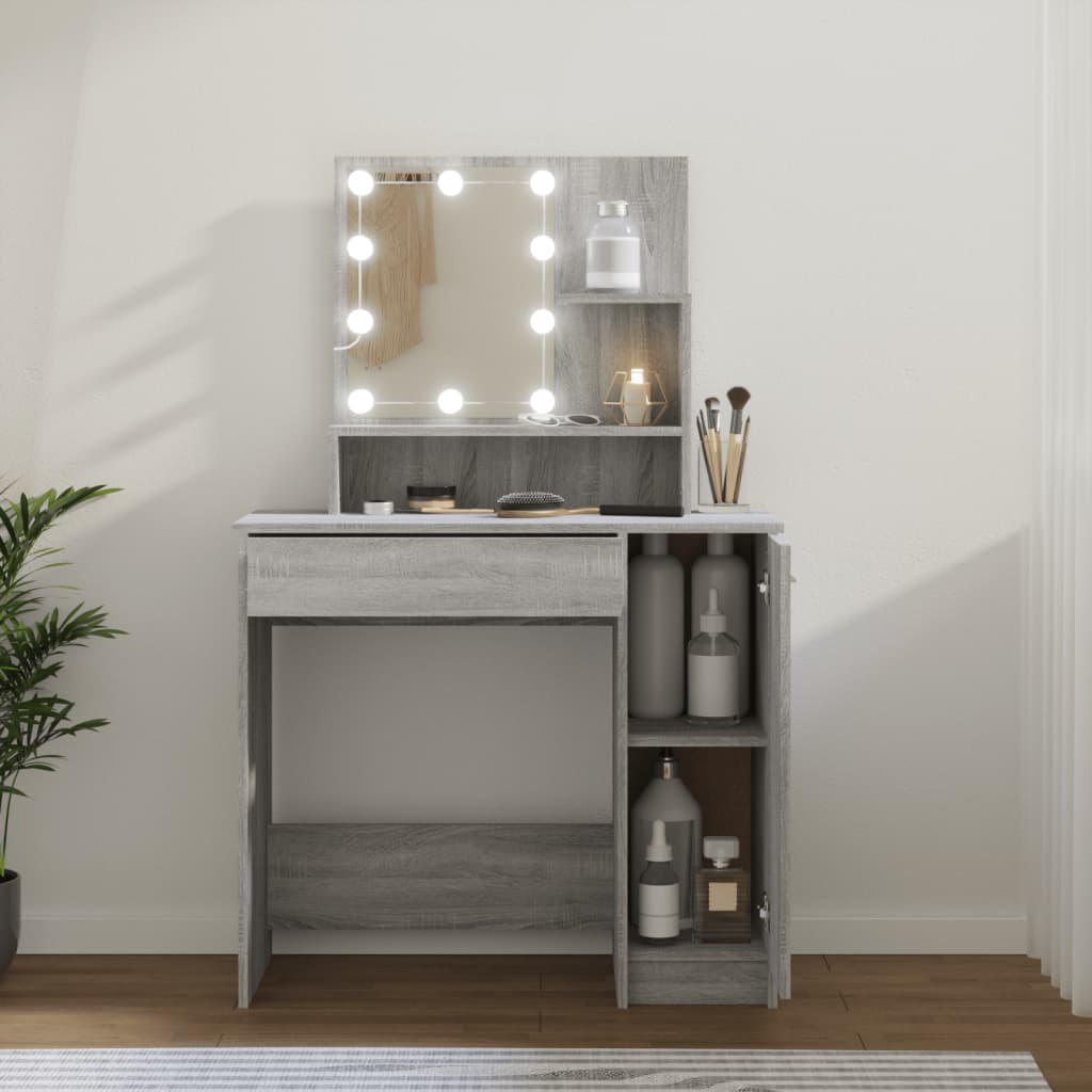 Cômoda led de Sonoma cinza 86,5x35x136 cm