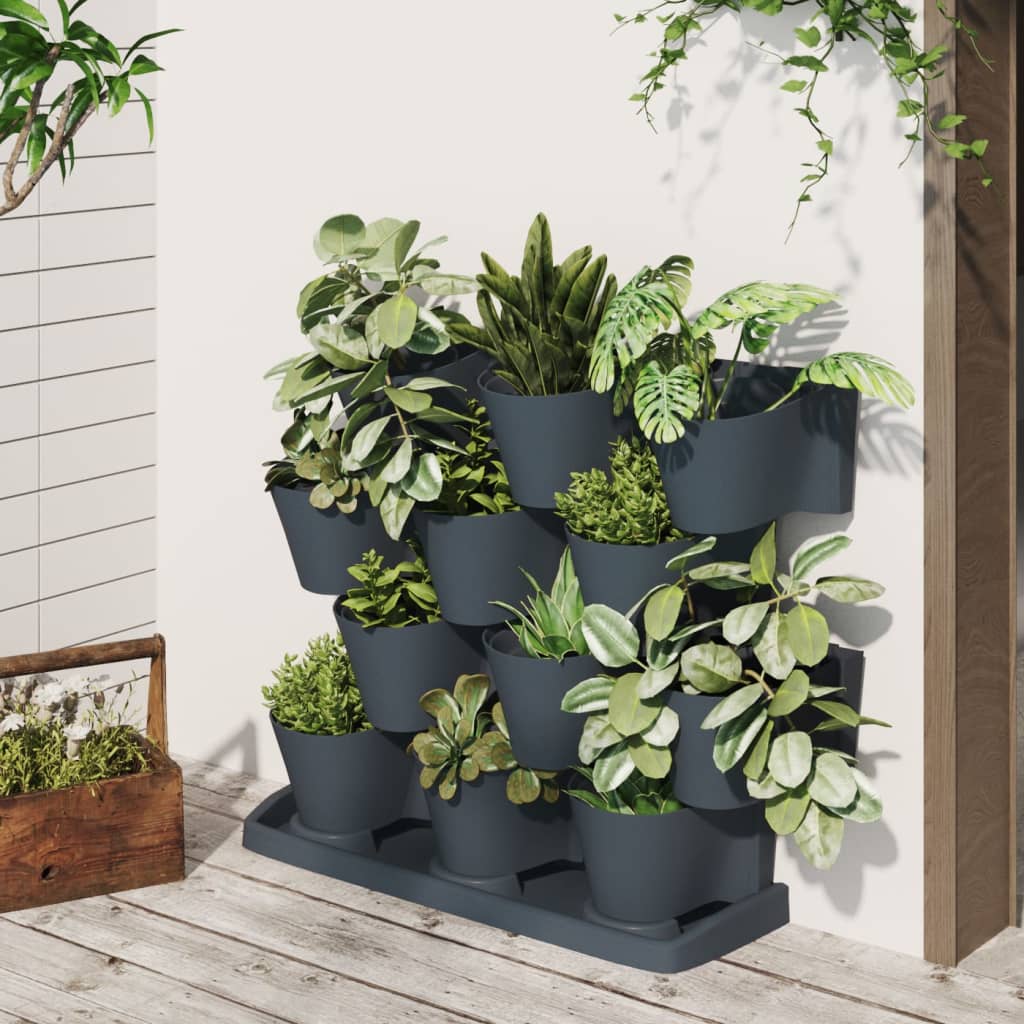 Vetonek Set de plantas jardín vertical 12 uds polipropileno antracita