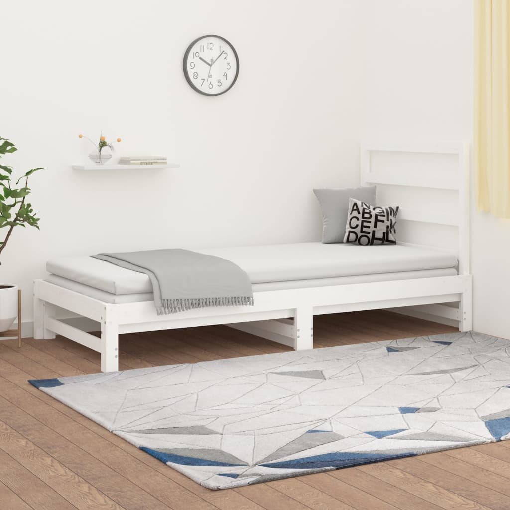 Vetonek Sofá cama extraíble sin colchón blanco 2x(90x200) cm