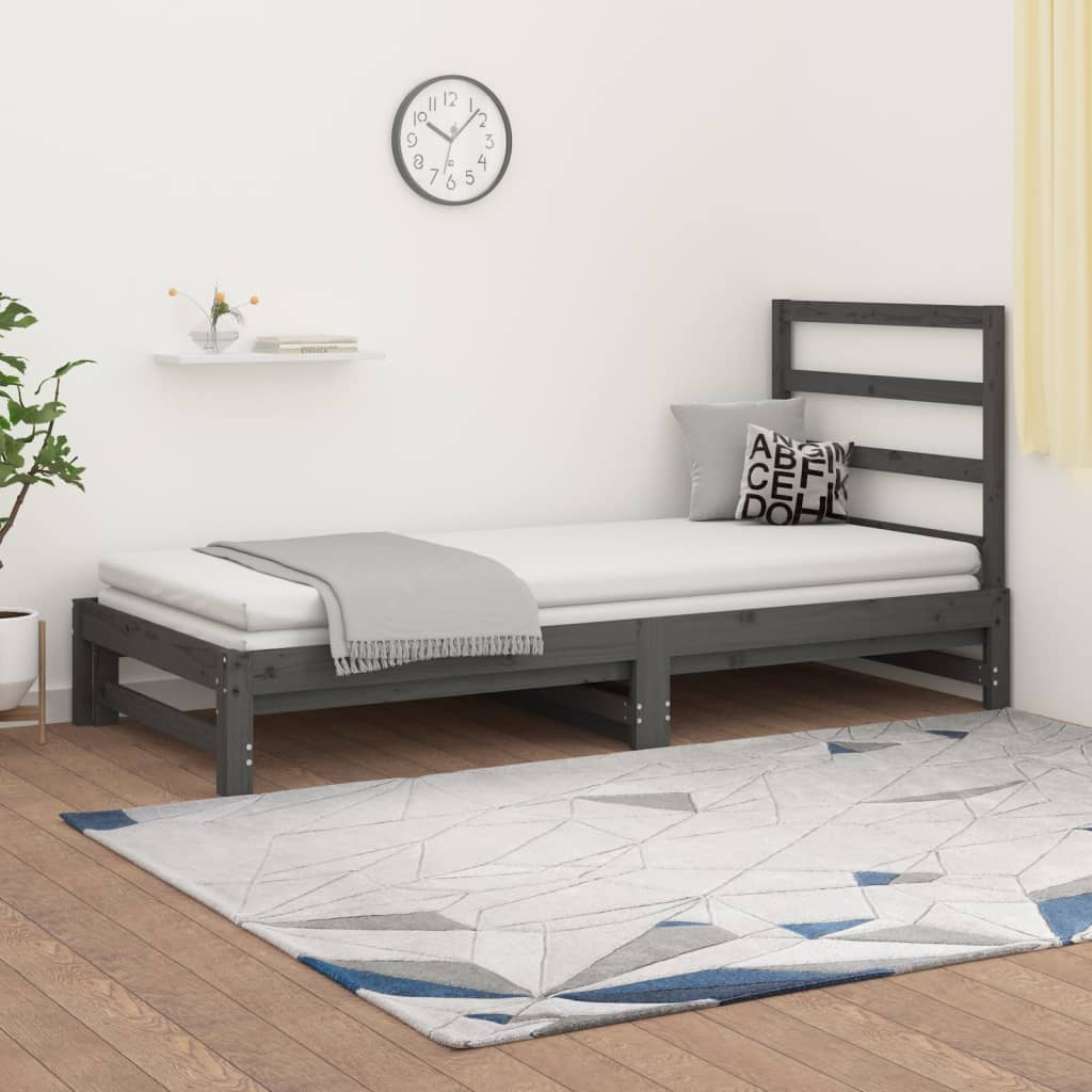 Vetonek Sofá cama extraíble sin colchón gris 2x(90x200) cm