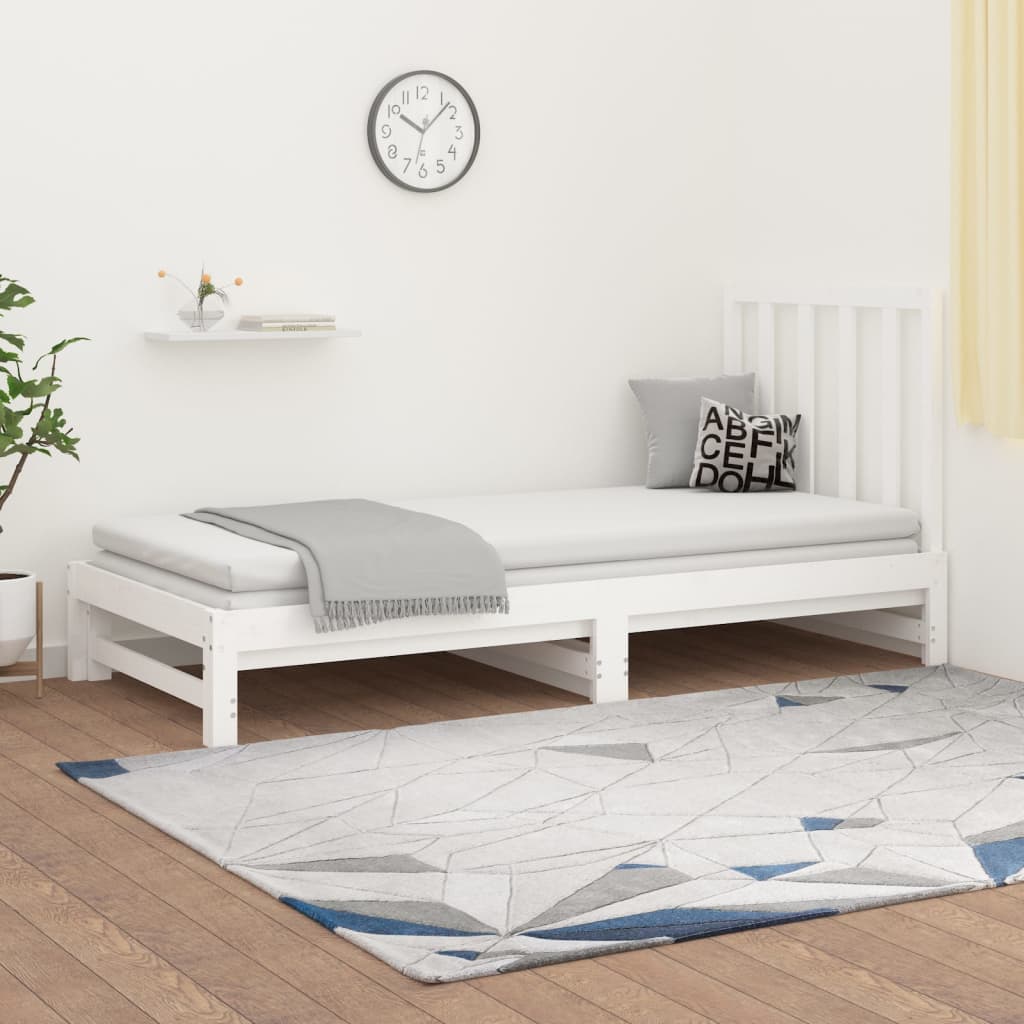 Vetonek Sofá cama extraíble sin colchón blanco 2x(90x190) cm