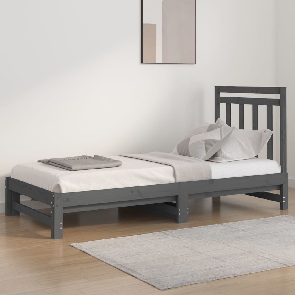 Vetonek Sofá cama extraíble sin colchón gris 2x(90x200) cm