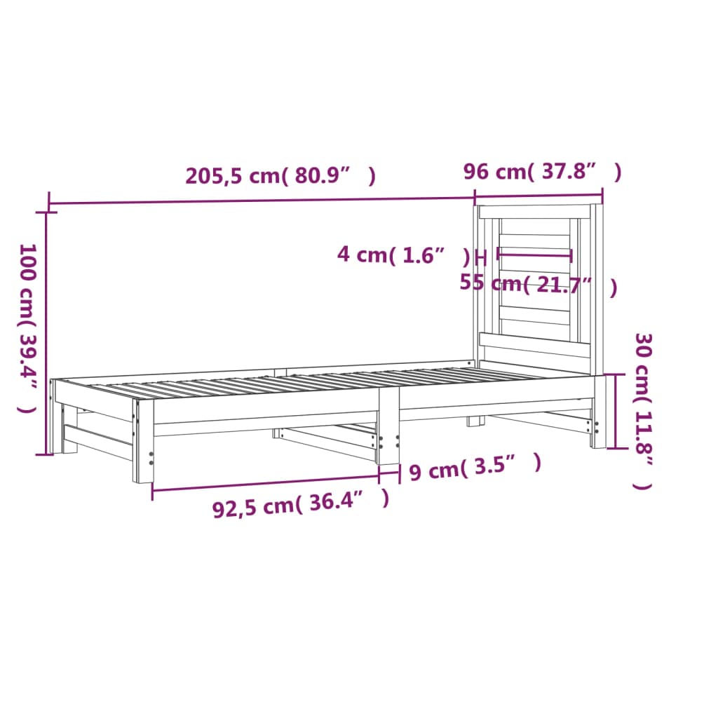 Divano letto rimovibile senza materasso 2x (90x200) cm