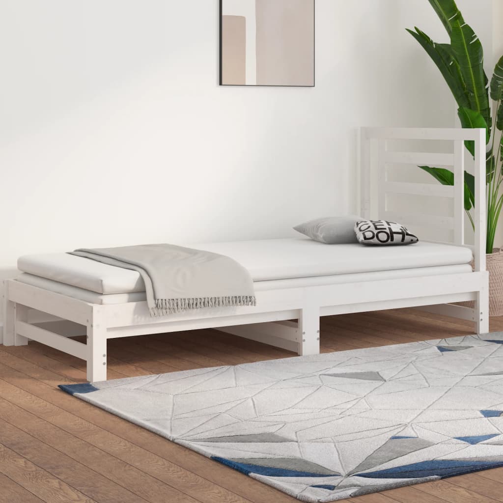 Vetonek Sofá cama extraíble sin colchón blanco 2x(90x200) cm