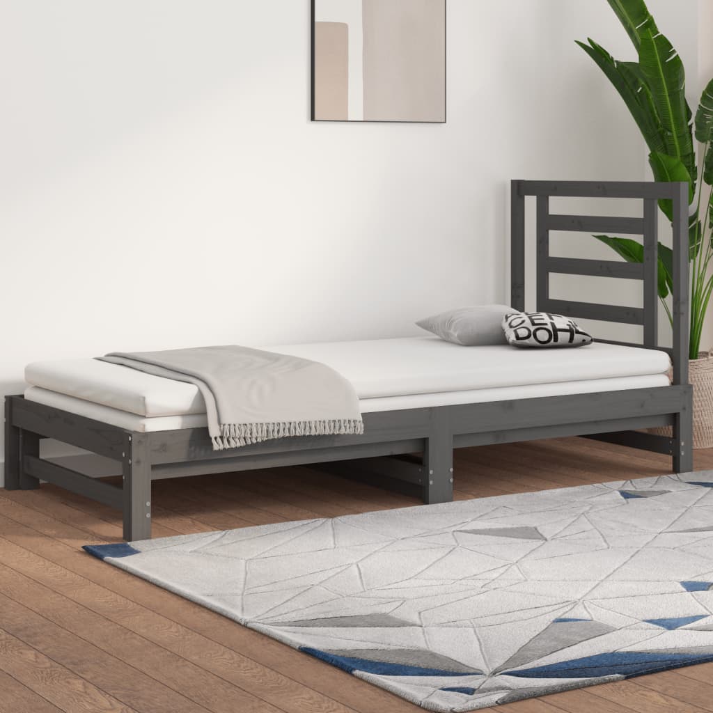 Vetonek Sofá cama extraíble sin colchón gris 2x(90x200) cm