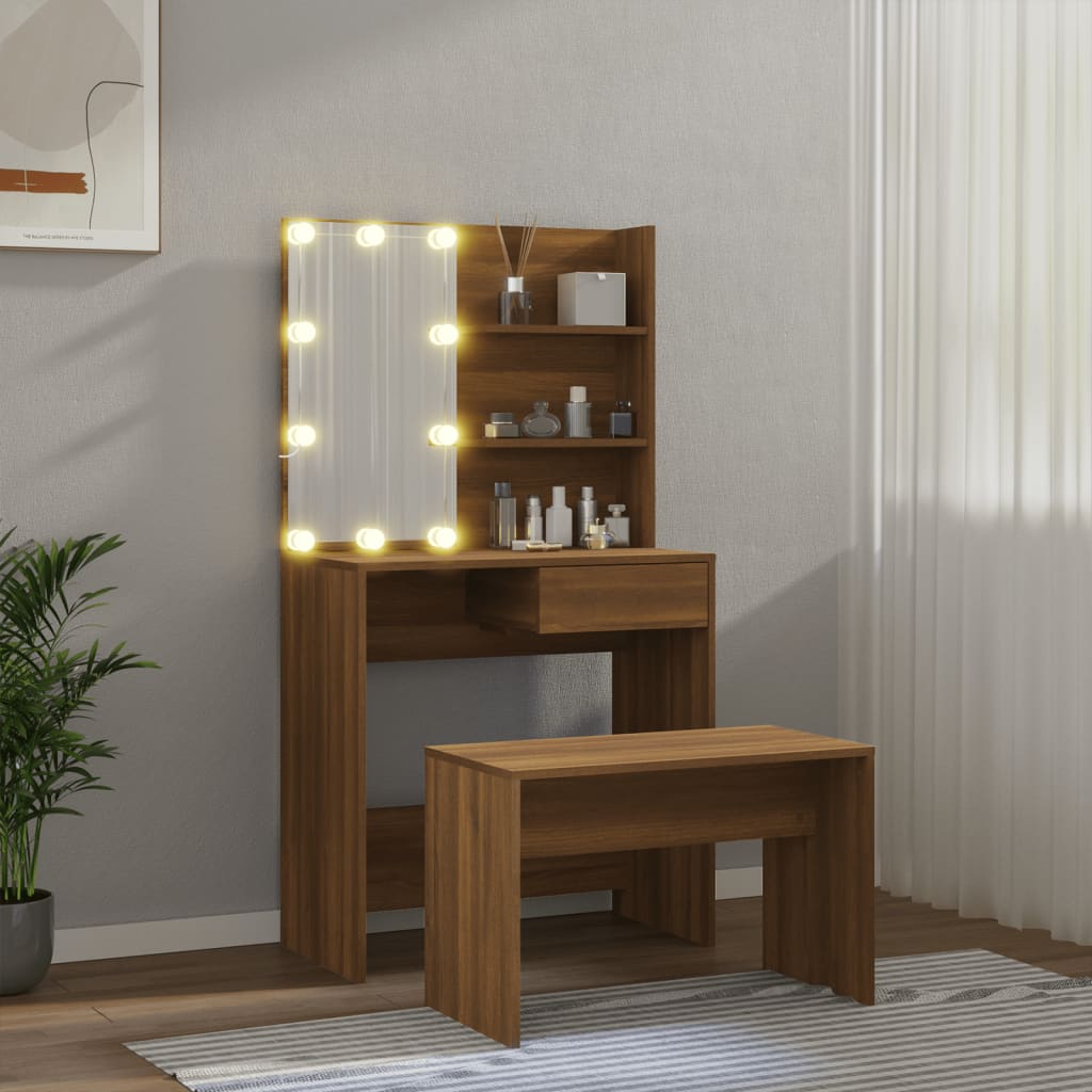 Dresser play with brown oak wood LED