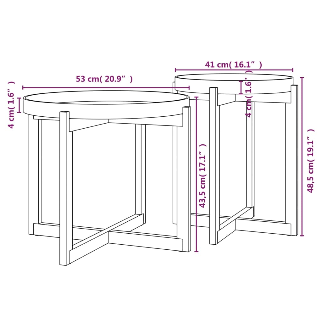 Tables centrales 2 Uds Bois et pin gris