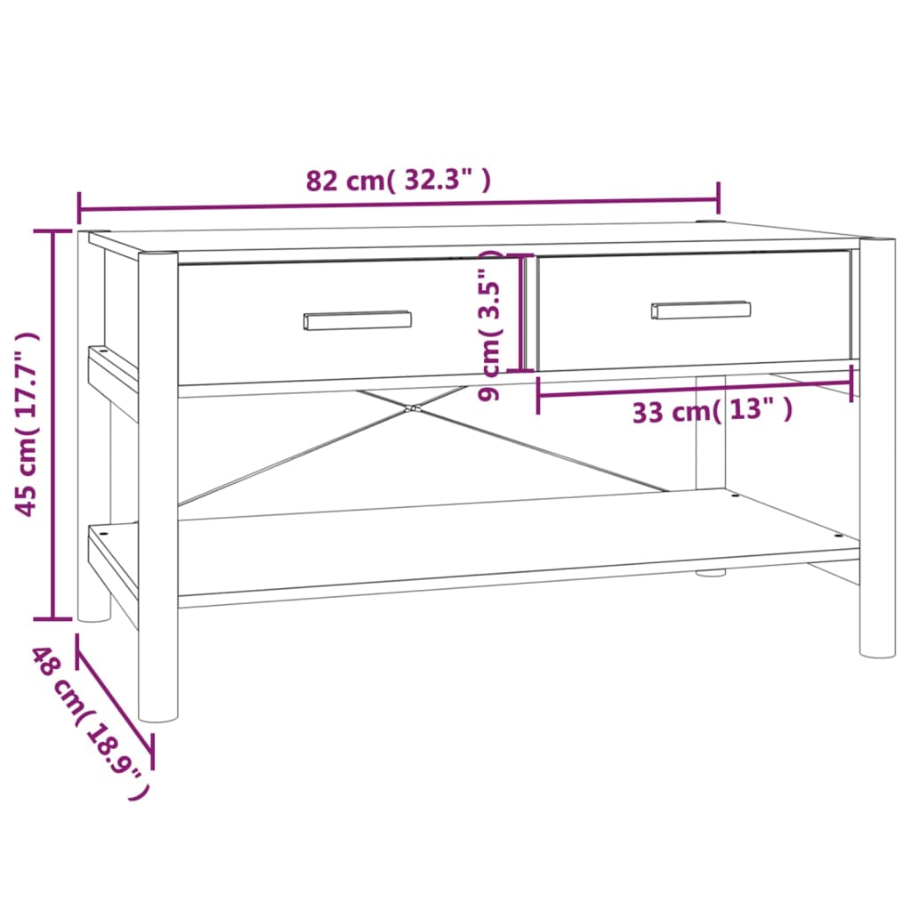 Mesa de centro madera blanco 82x48x45 cm vidaXL