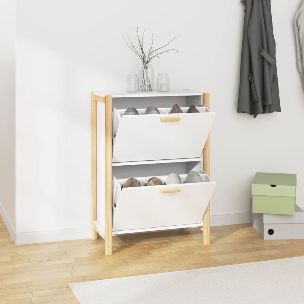 Vetonek Mueble zapatero madera contrachapada blanco 57,5x33x80 cm