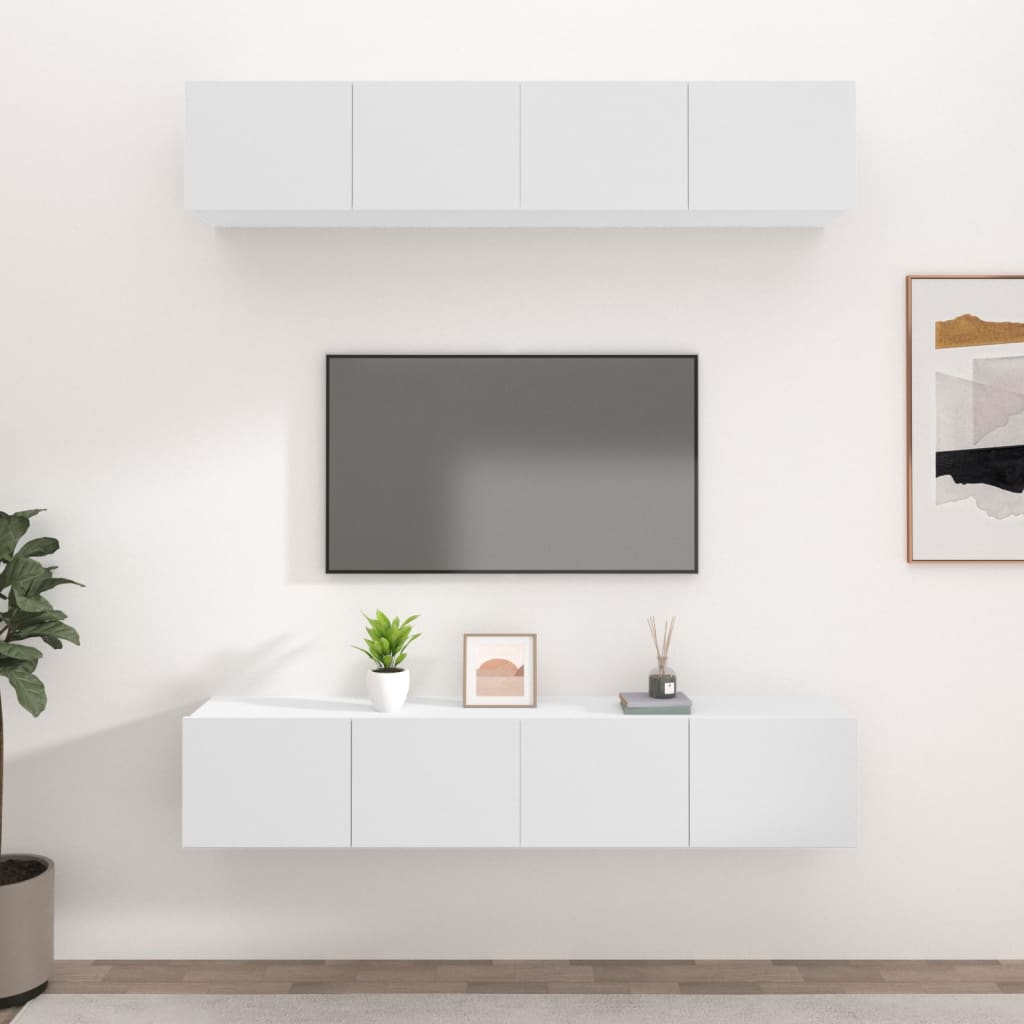 Vetonek Muebles para TV 4 uds madera contrachapada blanco 80x30x30 cm