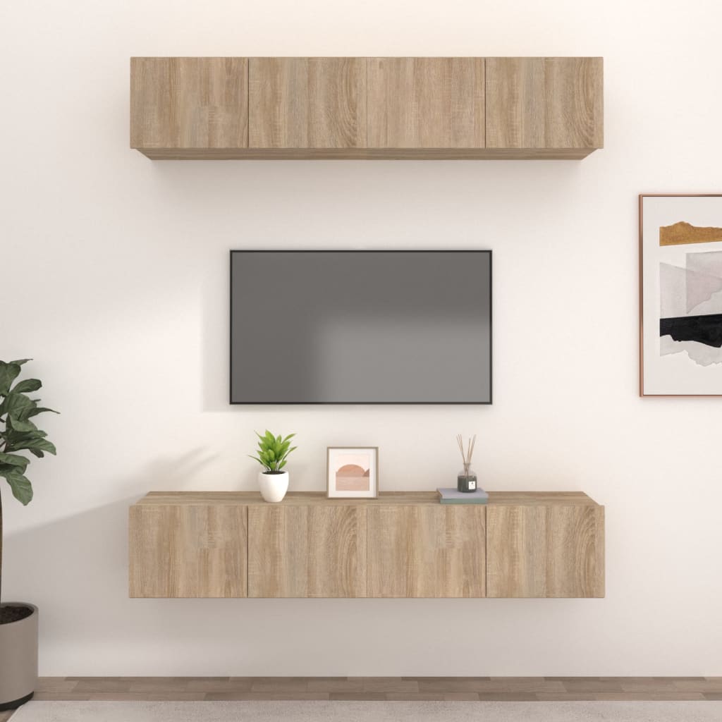 Vetonek Muebles TV 4 uds madera contrachapada roble Sonoma 80x30x30 cm