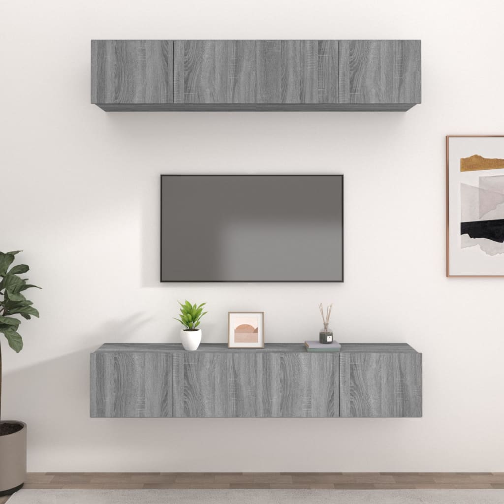 Vetonek Muebles TV 4 uds madera contrachapada gris Sonoma 80x30x30 cm