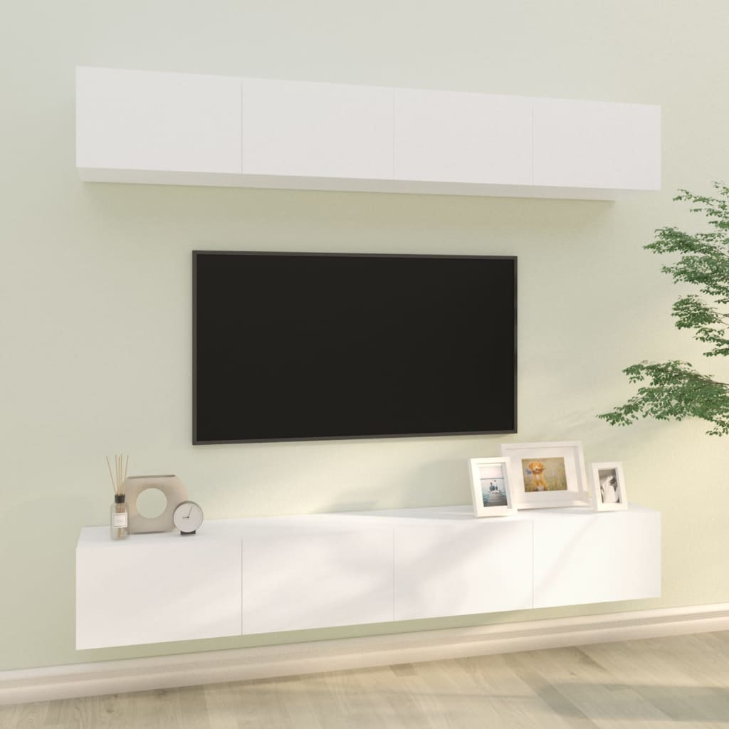 Vetonek Muebles de TV 4 piezas blanco 100x30x30 cm