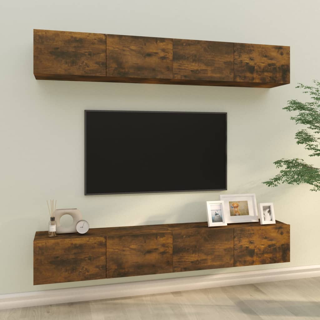 Vetonek Muebles de TV 4 piezas roble ahumado 100x30x30 cm